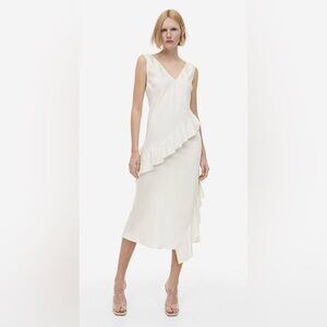 Textured Silky Flounce Dress, NWT!